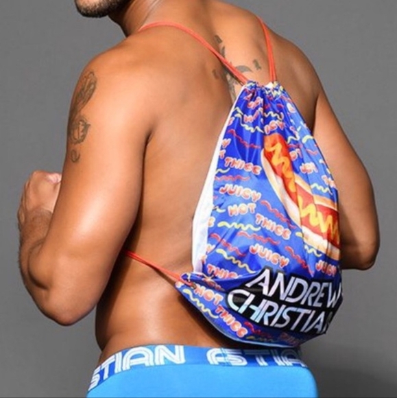 Andrew Christian Limited Drawstring Cinch/Backpack logo lightweight NEW No Tags - Picture 2 of 5